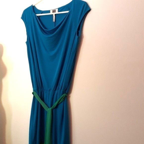 laundry by design blue green mini dress m colorblock mod summer dress - Picture 4 of 7